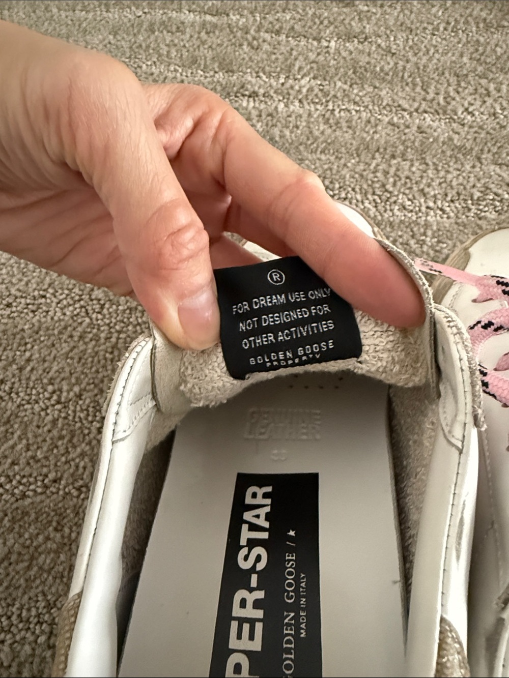 Golden Goose- White Leather Sneakers with Pink Laces - Picture 6 of 10